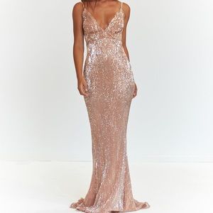 Cynthia rose gold sparkling dress